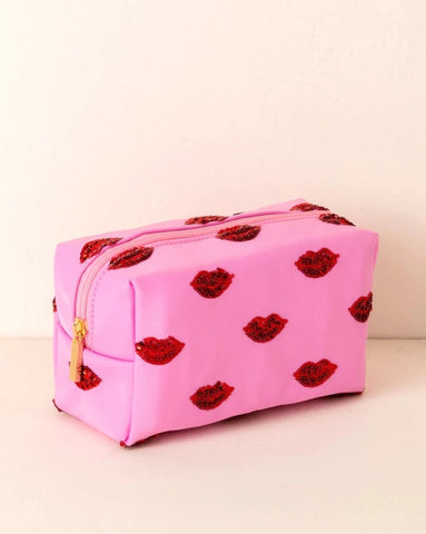 Shiraleah Cara Lips Pattern Cosmetic Bag - Pink