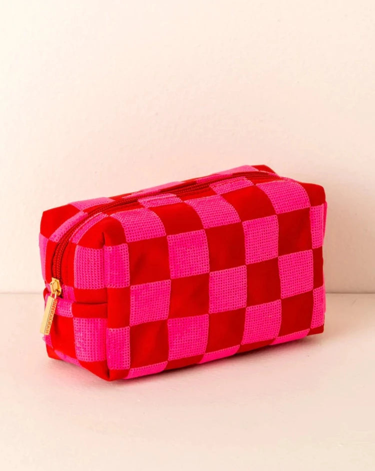 Shiraleah Cara Check Pattern Cosmetic Pouch - Red