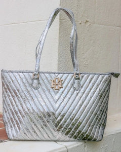 Caroline Hill Tabitha Quilted Tote - Silver Fleck