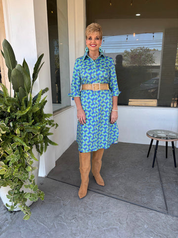 BOHO CHIC SUEDE CHAIN DRESS - RYL/EMRLD