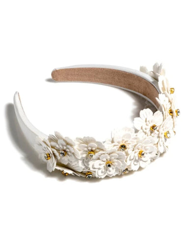 SHIRALEAH Flower Embellished Headband - Ivory