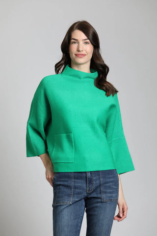 APNY | Funnel Neck Sweater w/ Patch Pocket - Emerald
