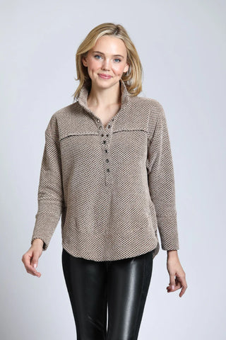 APNY | Chenille Waffle Knit Henley w/ Grommet Detail