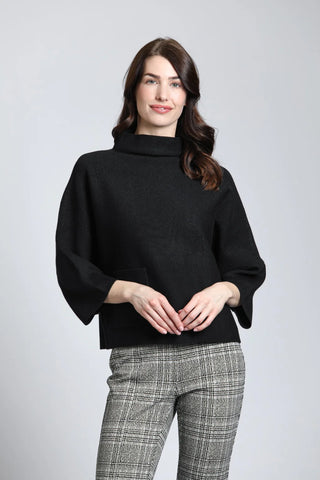 APNY | Funnel Neck Sweater w/ Patch Pocket - Black