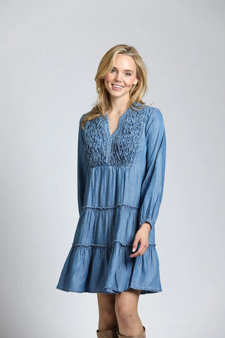 APNY | Tencel Dress w/ Smoked Tuck Detail