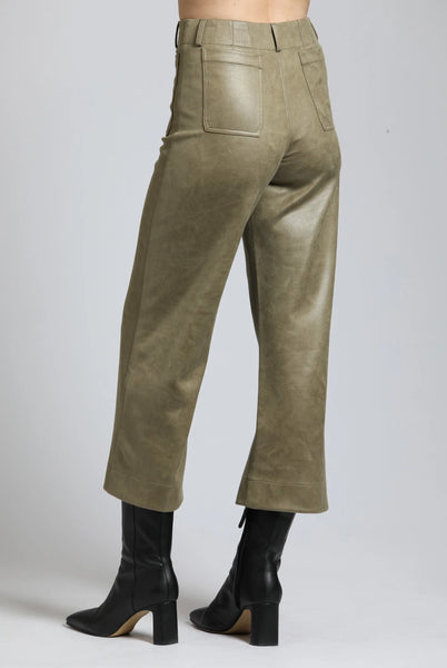 APNY | Vegan Leather Wide Leg Pant w/ Patch Pockets