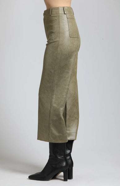 APNY | Vegan Leather Wide Leg Pant w/ Patch Pockets