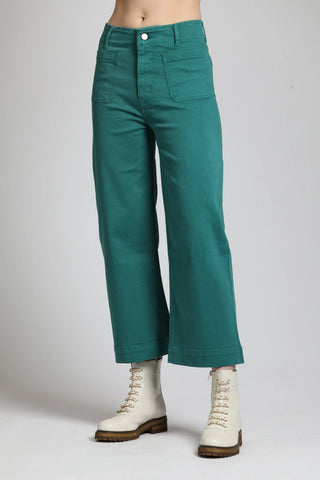 APNY | Dropped Wide Leg Pant w/ Patch Pockets - Forest Green