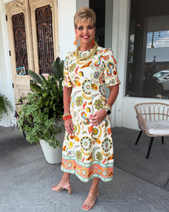 BOHO CHIC PUFF SLEEVE MIDI - TAUPE
