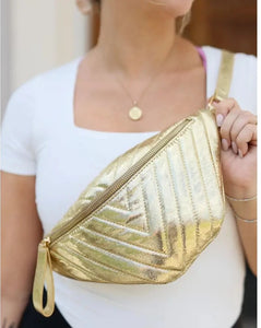 Caroline Hill Charlotte Belt Bag - Shimmer Gold