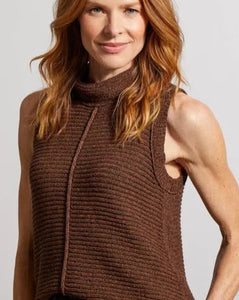 Tribal Sleeveless Turtleneck Sweater -  Mocha