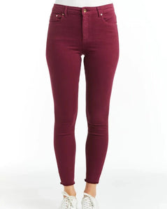 Tractr Mona High Rise Jean - Dark Red