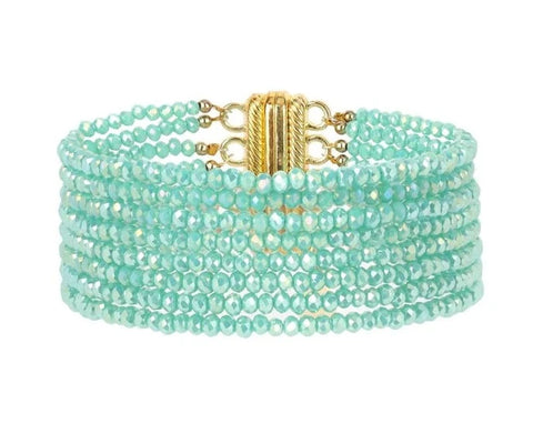 BUDHA GIRL Meghan 8 Strand Crystal Bracelet - Aqua