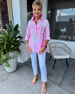 BOHO CHIC TIE DYE TOP - PINK