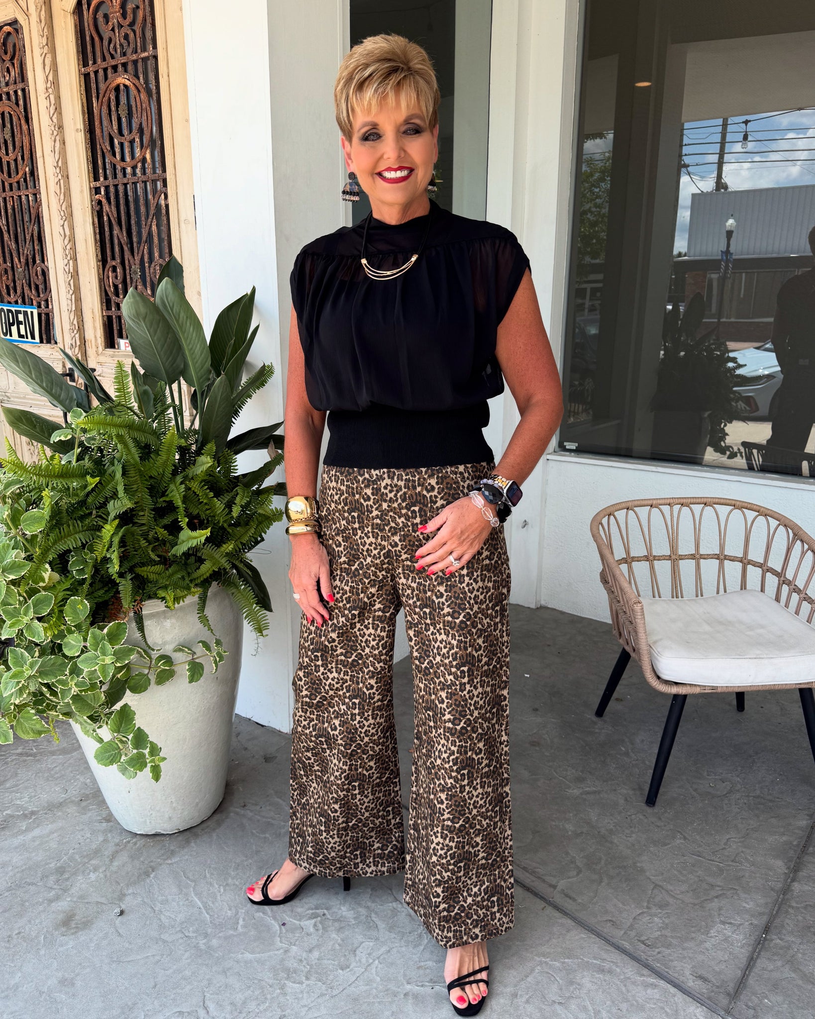 HIGH WAIST WIDE LEG PANT - CHEETAH