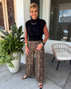 HIGH WAIST WIDE LEG PANT - CHEETAH
