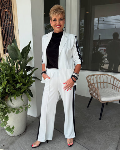 MAPCIE Athletic Wide Leg pant W/ Blazer W/ Sporty Stripe