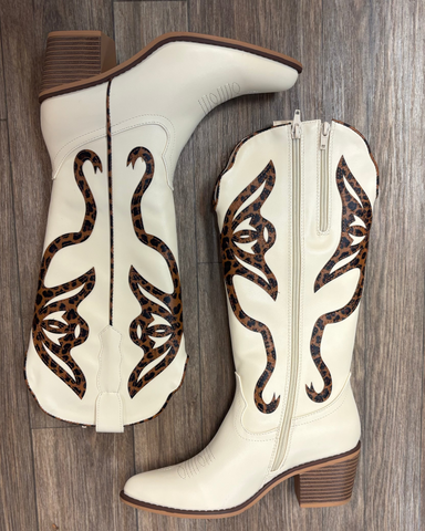 WHITNEY WESTERN BOOT - BEIGE/CHEETAH