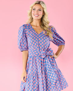 AUDRA TIERED DRESS - PINK/BLUE