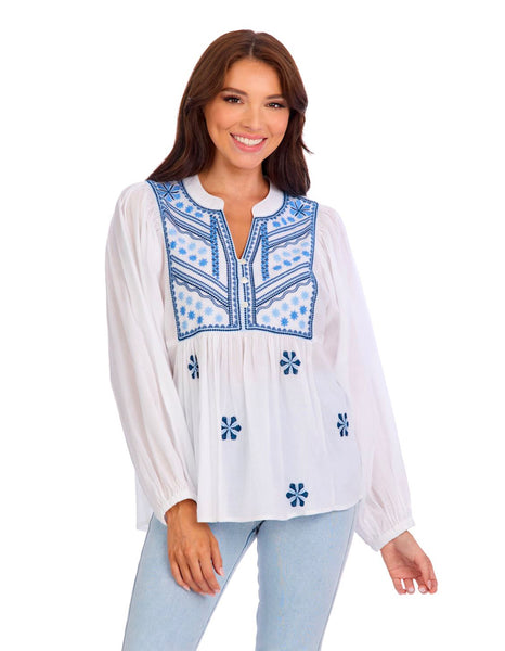 MARGEAUX EMBELLISHED TOP - WHITE