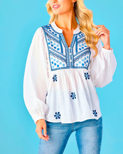 MARGEAUX EMBELLISHED TOP - WHITE