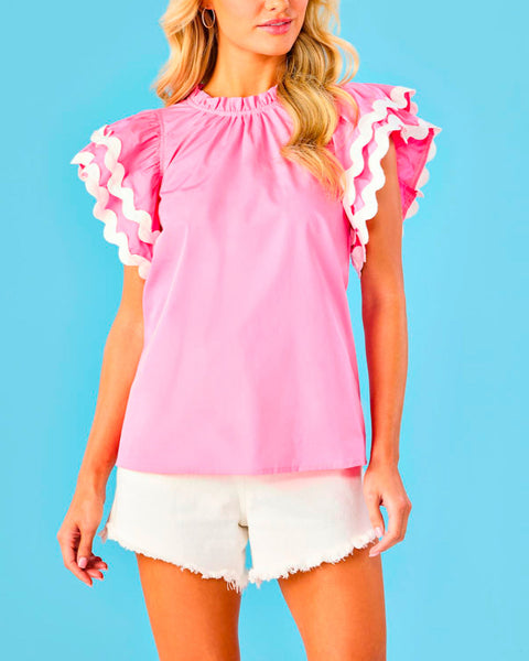 ANGIE RIC RAC TOP - PINK