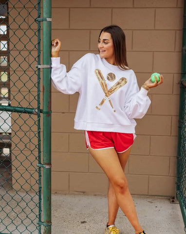 Queen of Sparkles Baseball Sweatshirt - Gold