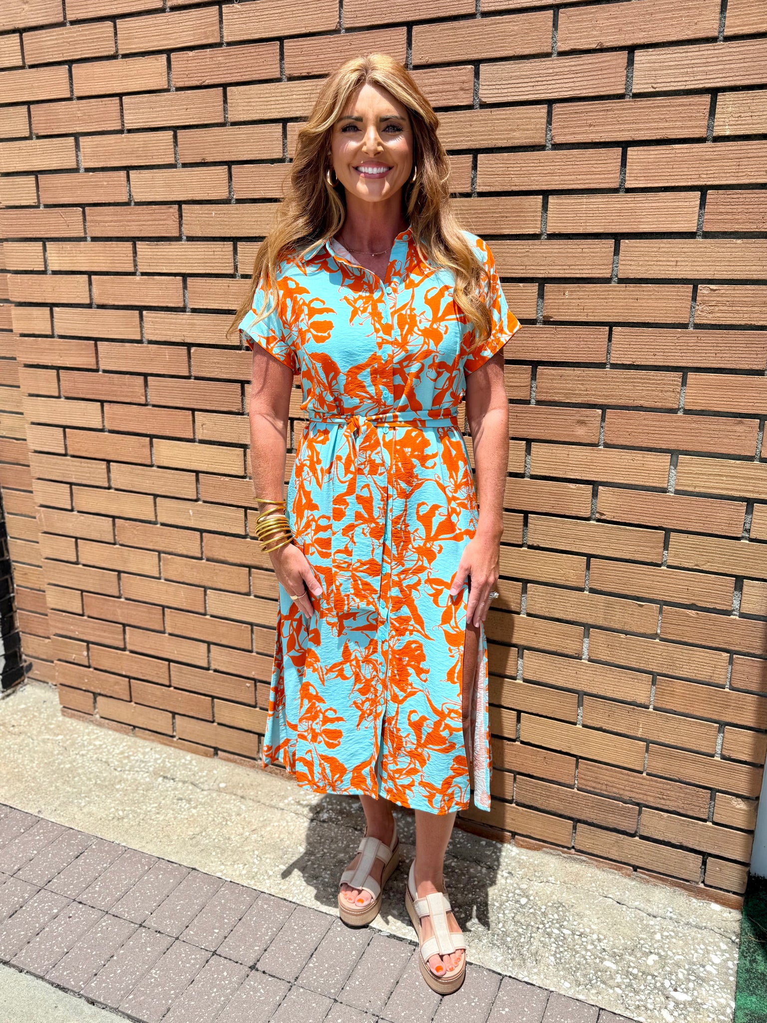 BOHO CHIC SANTORINI MAXI DRESS - BLUE/ORANGE