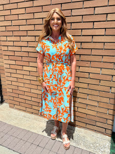 BOHO CHIC SANTORINI MAXI DRESS - BLUE/ORANGE