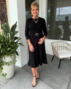 MAGGY LONDON Black Dress W/ Belt