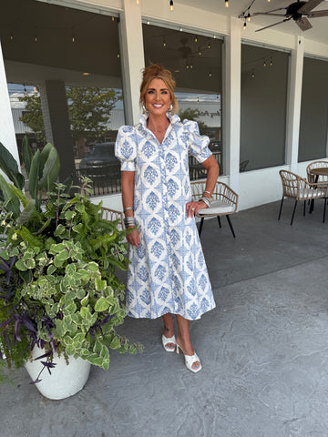 KARLIE VINTAGE FLORAL MAXI - BLUE