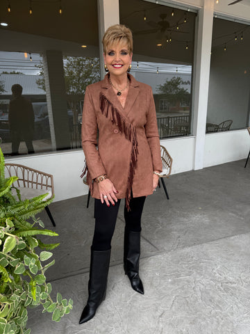 Wisteria Lane-Faux Suede Fringed Jacket