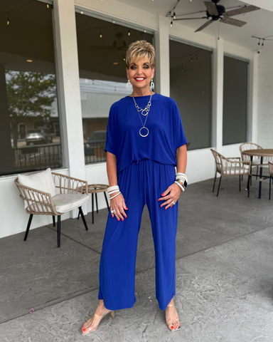 WIDE LEG TRAVEL SET - COASTAL BLUE