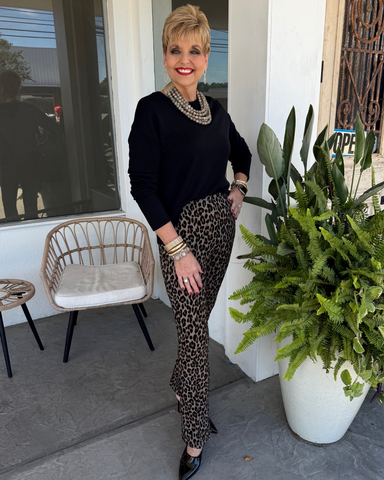 SPANX PONTE MICRO FLARE - LEOPARD