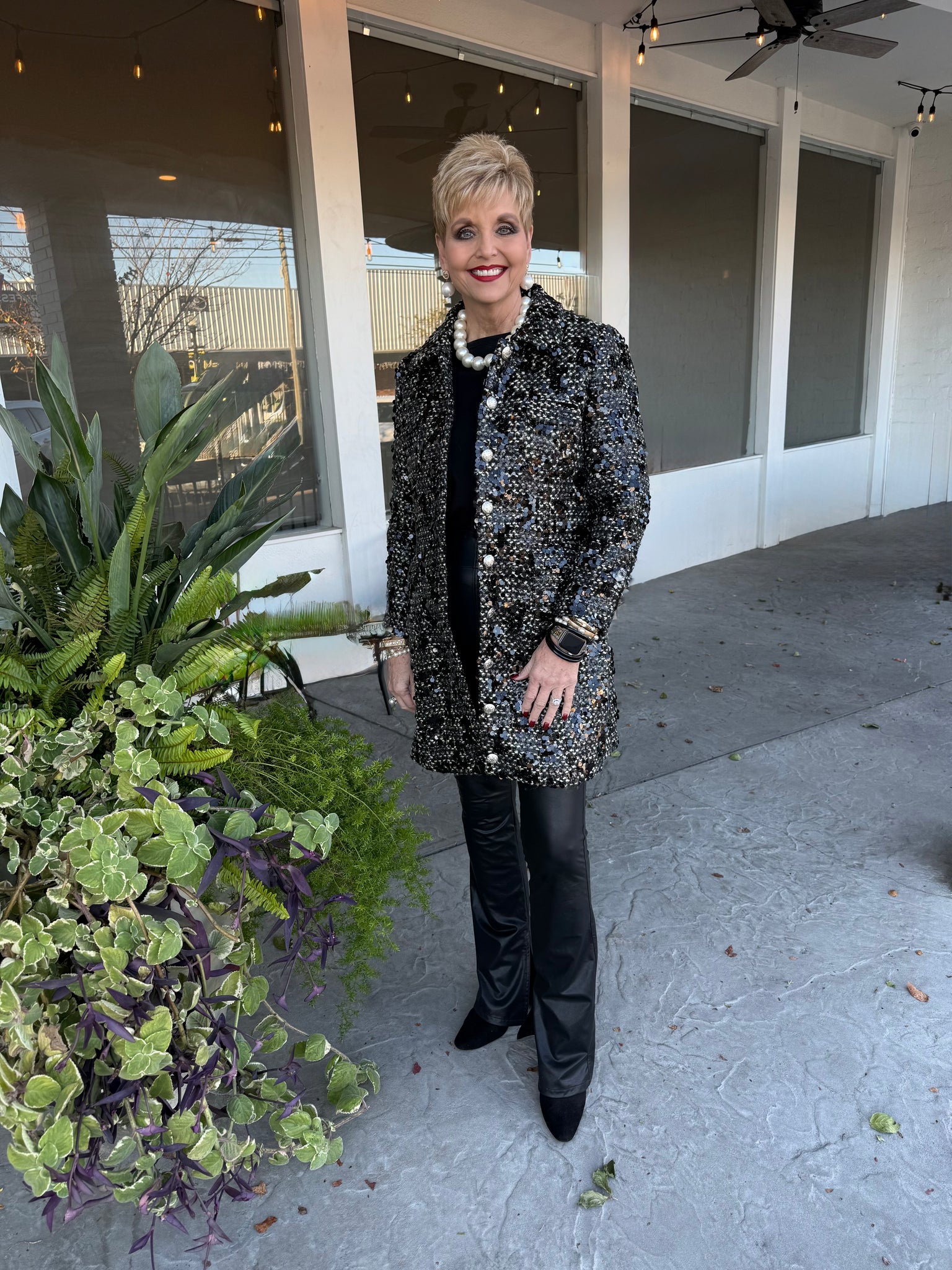 BOHO CHIC SEQUIN COAT - BLK