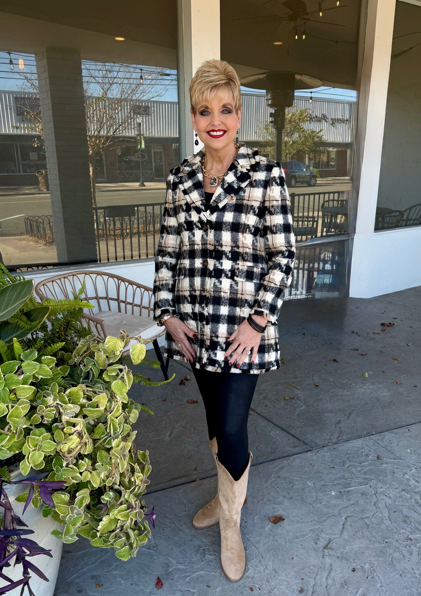 BOHO CHIC TWILL JACKET - BLK//TAN