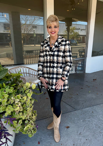 BOHO CHIC TWILL JACKET - BLK//TAN