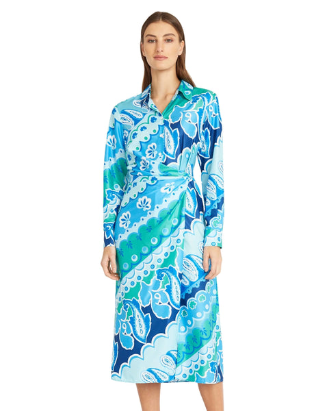 Donna Morgan Take Me To Hawaii Midi Shirt Dress - Watercolor