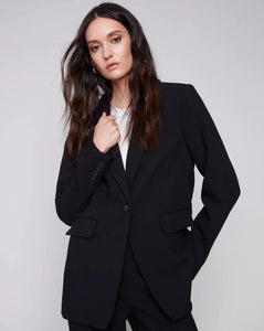 CHARLIE B Blazer w/ Ruched Back - Black