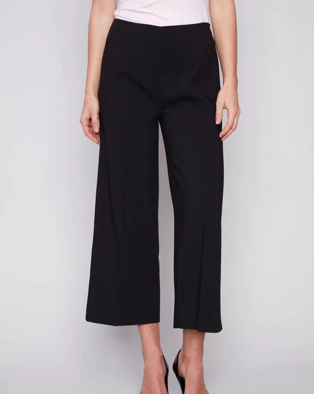 CHARLIE B Cropped Wide Leg Pant - Black