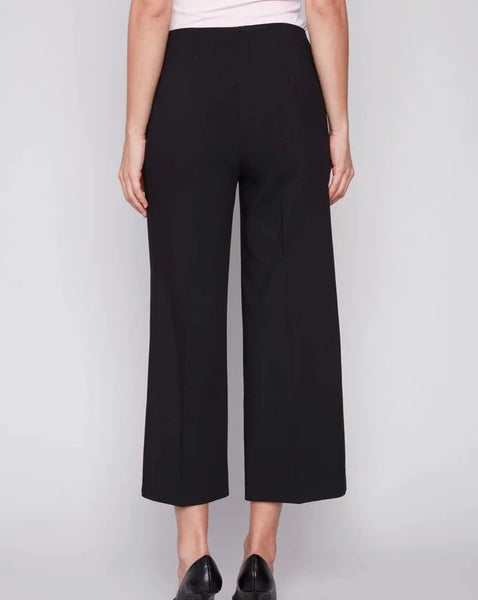 CHARLIE B Cropped Wide Leg Pant - Black