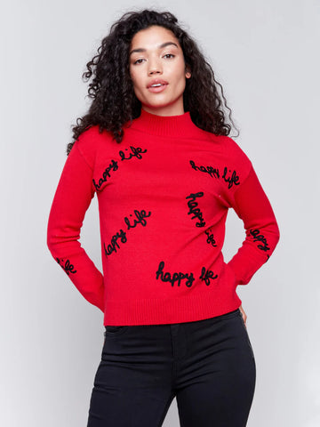 CHARLIE B | Happy Life Mock Neck Sweater