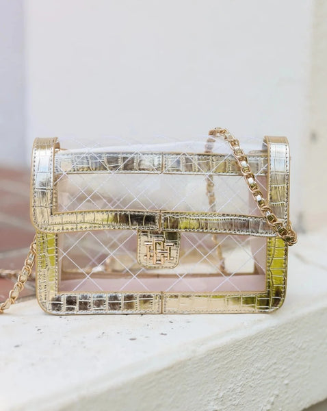 Quinn Quilted Clear Bag - Gold