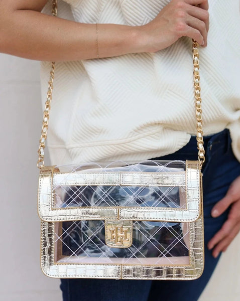 Quinn Quilted Clear Bag - Gold