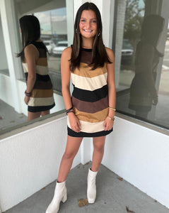 Mumu Mod Mini Dress - Faux Suede Chevron