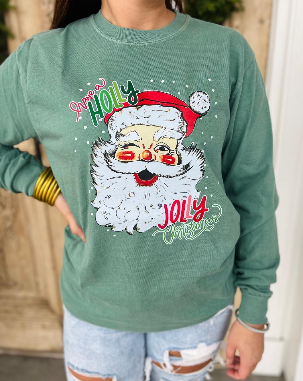Holly Jolly Christmas Tee - Green