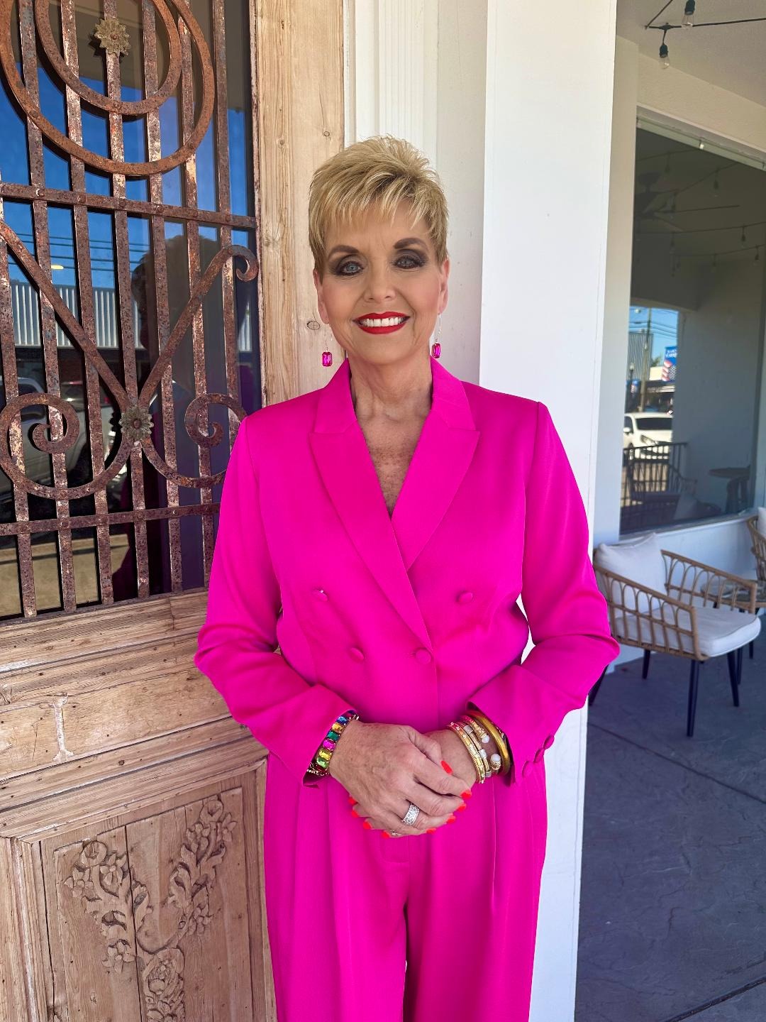 Sigrid Cropped Blazer - Fuchsia