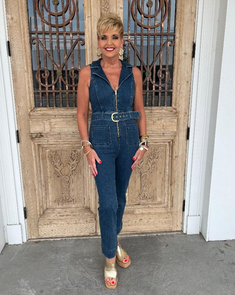 MuMu Jacksonville Cropped Jumpsuit - Denim