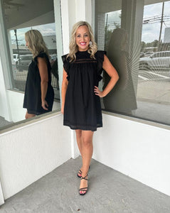 Time After Time Round Neck Tunic Dress - Black