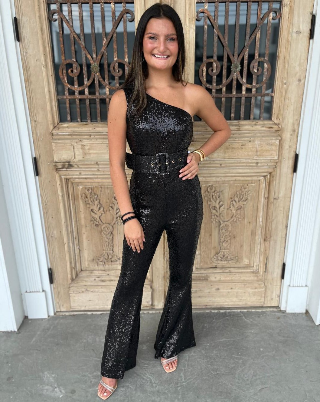 Glamour Sequin Jumpsuit w/ Buckle